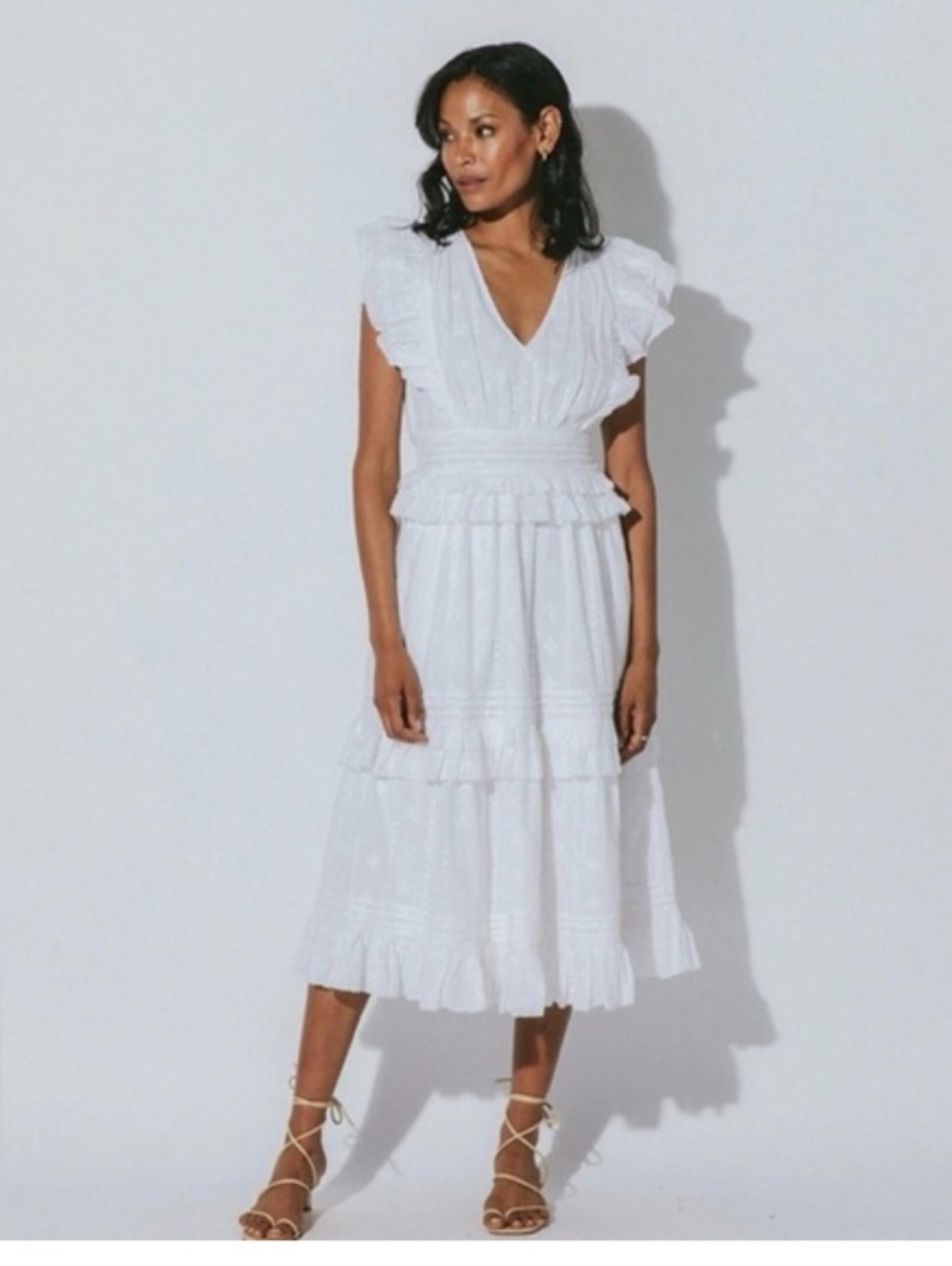 White Eyelet Ruffle Maxi Dress - Picture 4 of 7